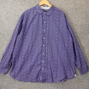 Oversized Button Up Shirt Mens 2XL‎ Blue Micro Circle Indie TWENTY EIGHT DEGREES